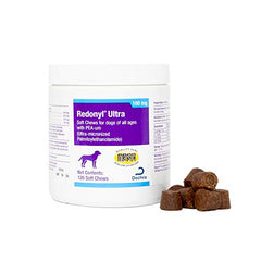 Dechra Redonyl Ultra Soft Chews label close-up highlighting hypoallergenic ingredients.