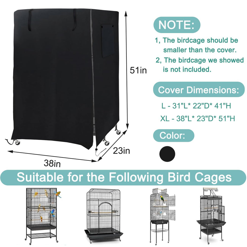 DECKALY universal bird cage cover XL front panel raised view with adjustable light control