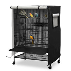 DECKALY universal bird cage cover XL left view shows dark fabric for quiet night time
