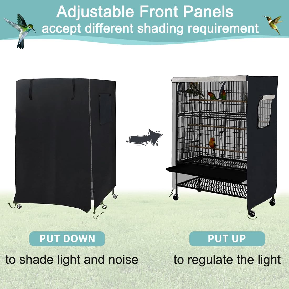 DECKALY universal bird cage cover XL ventilation windows open highlighting airflow and observation