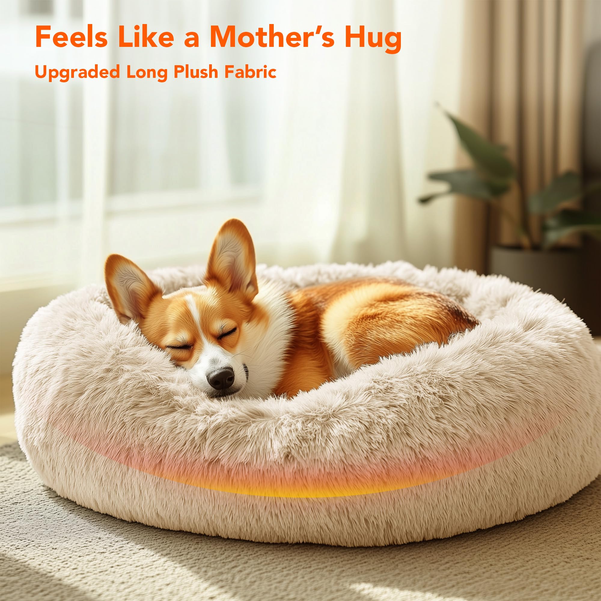 Deconovo Calming Donut Dog Bed non-slip base keeps the surface steady on wood and tile.