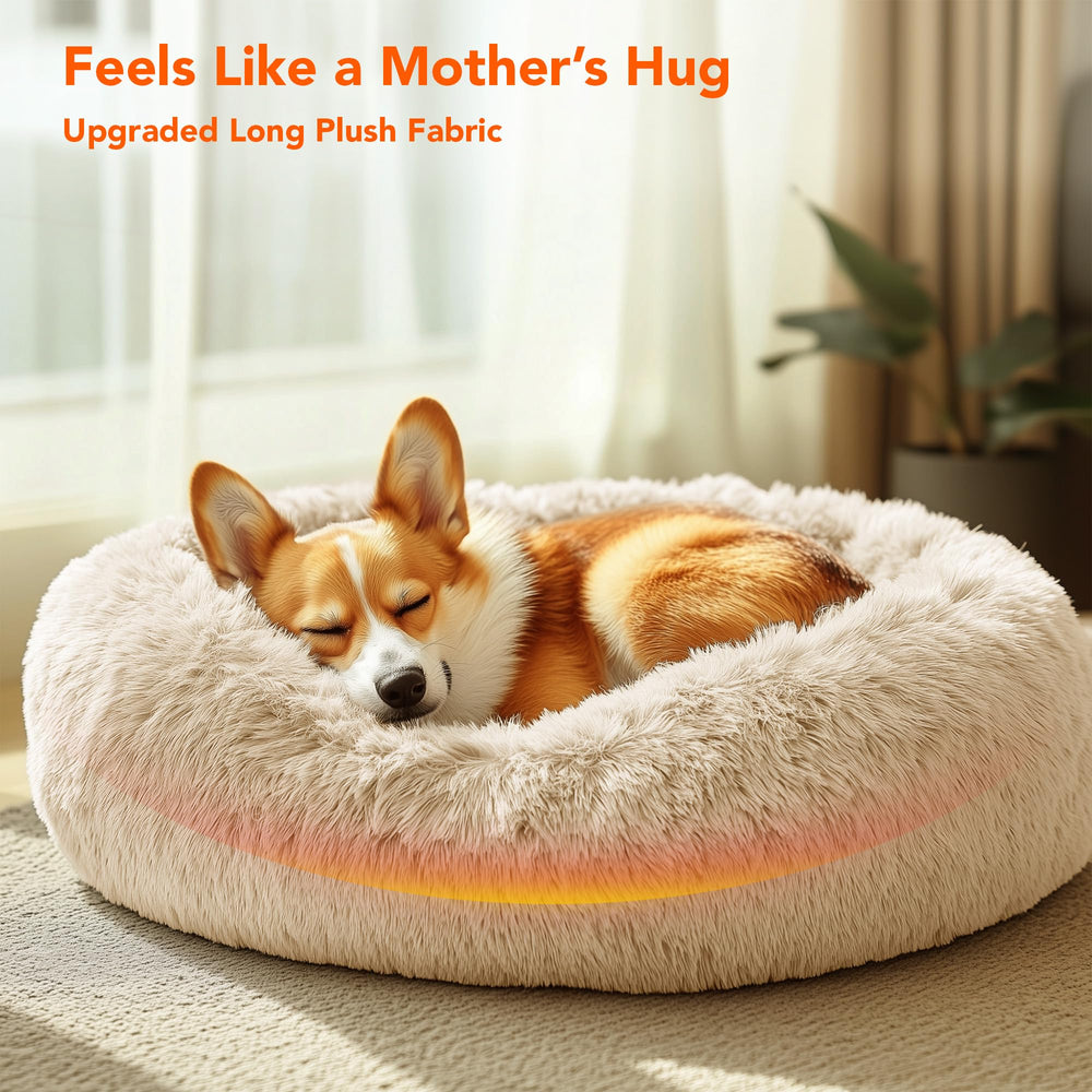 Deconovo Calming Donut Dog Bed non-slip base keeps the surface steady on wood and tile.
