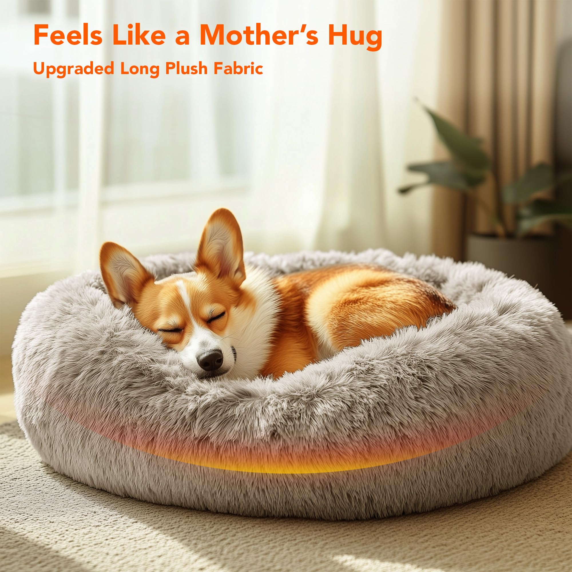 Deconovo donut bed inner plush fabric closeup for cozy lounging