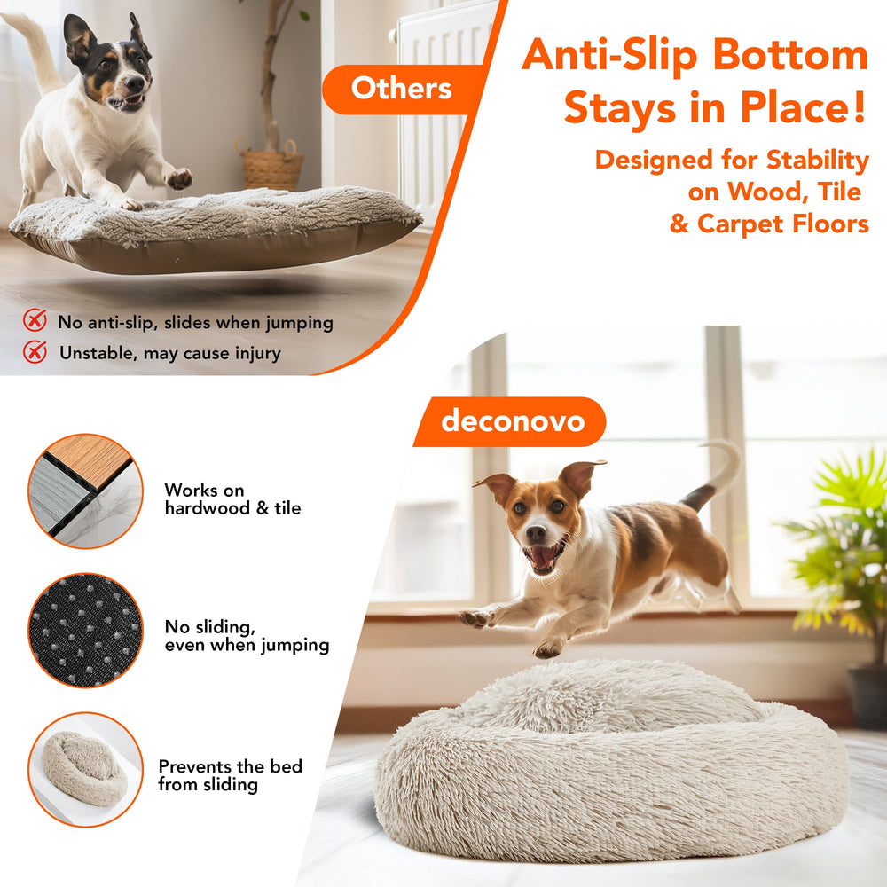Deconovo donut bed camel color blends with home decor