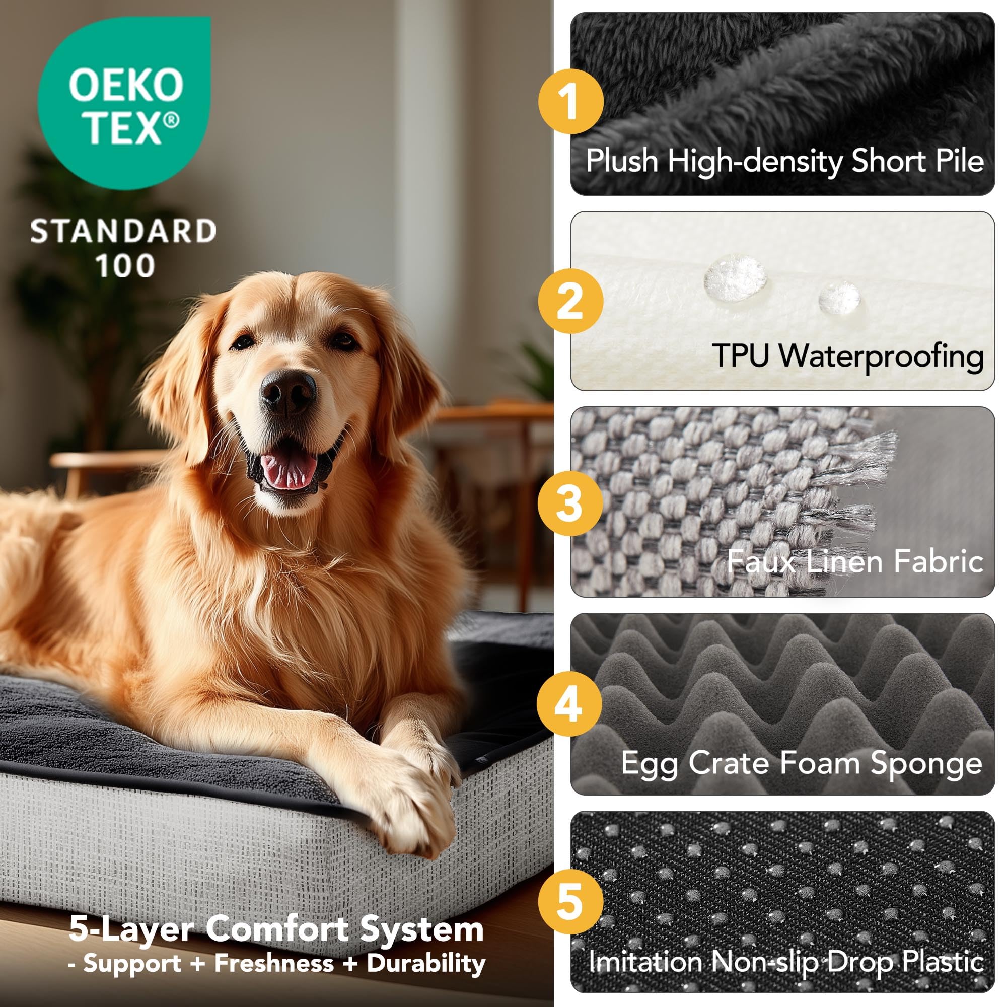 Deconovo orthopedic bed aids arthritic relief with cushioned support