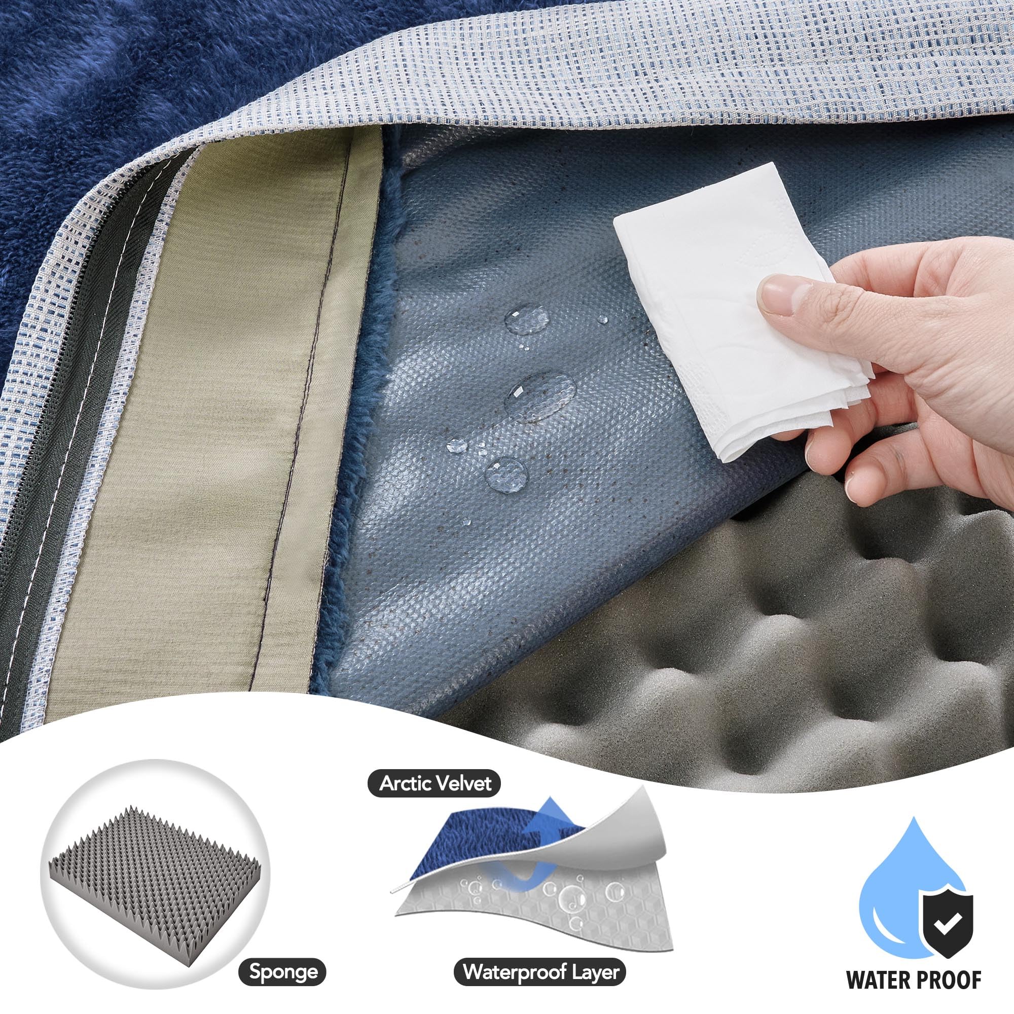 Deconovo orthopedic dog bed navy color demonstrates durable, pet-friendly fabric for daily use