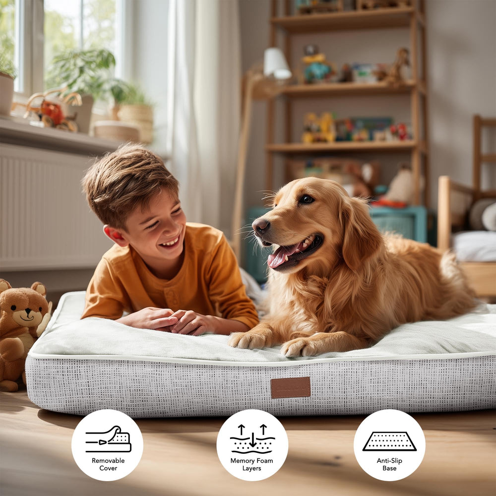 Deconovo orthopedic dog bed removable-washable cover makes odor-free cleaning quick and easy.