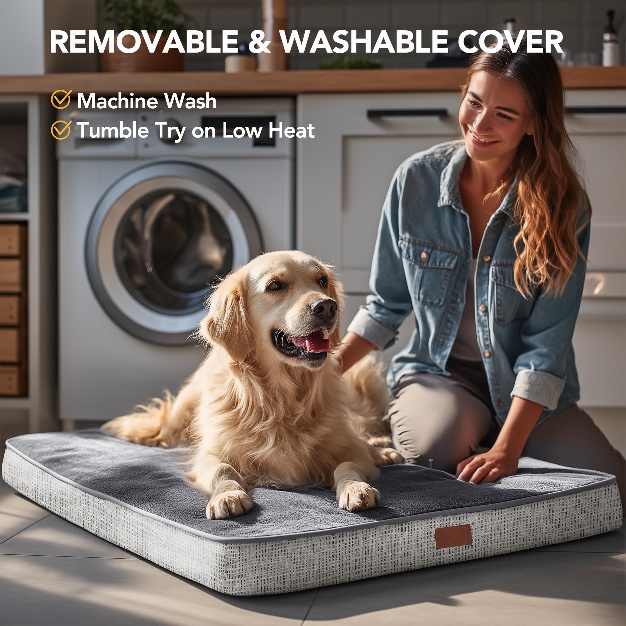 Deconovo orthopedic dog bed placed in a living room for versatile use.