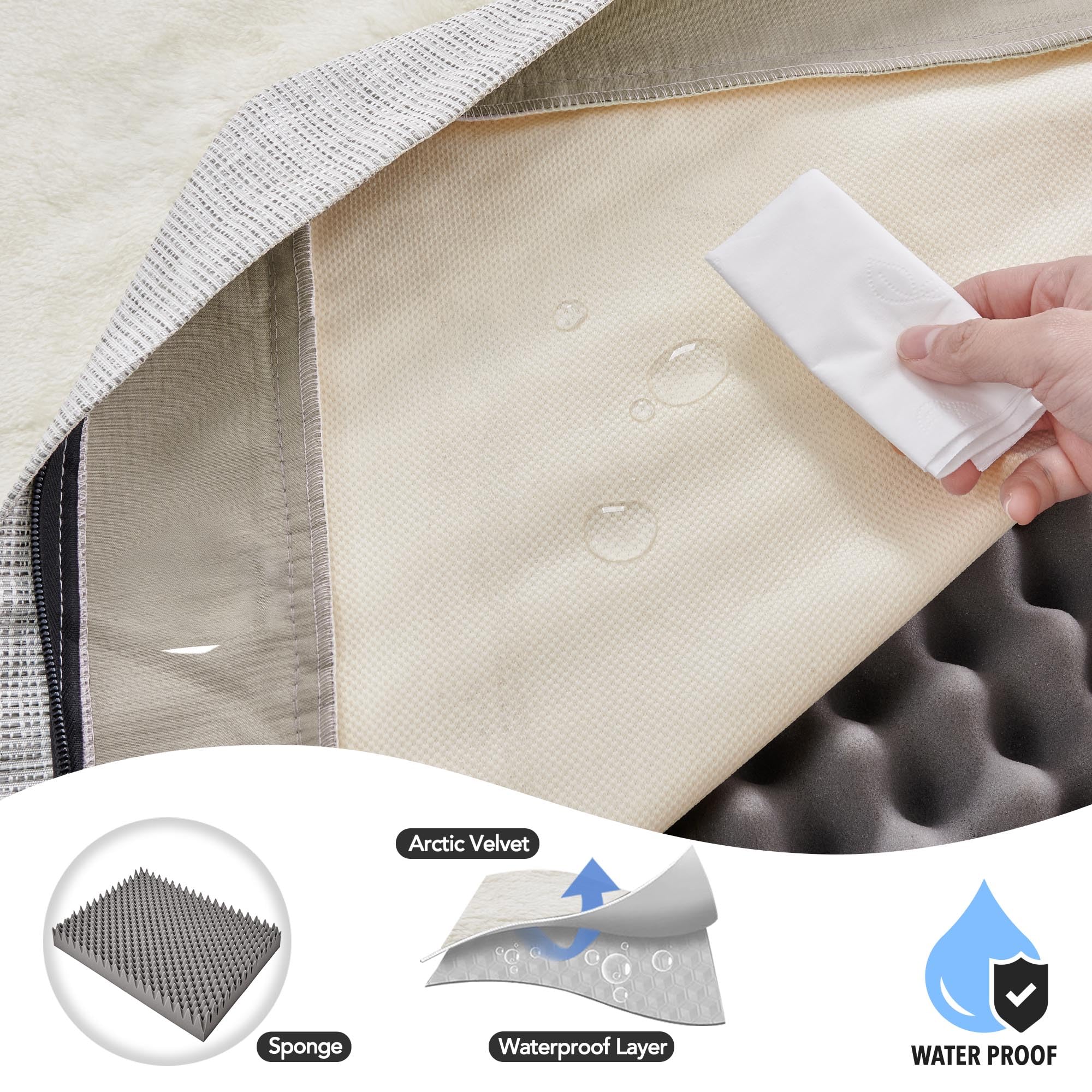 Deconovo orthopedic dog bed white surface keeps a clean look in any room.