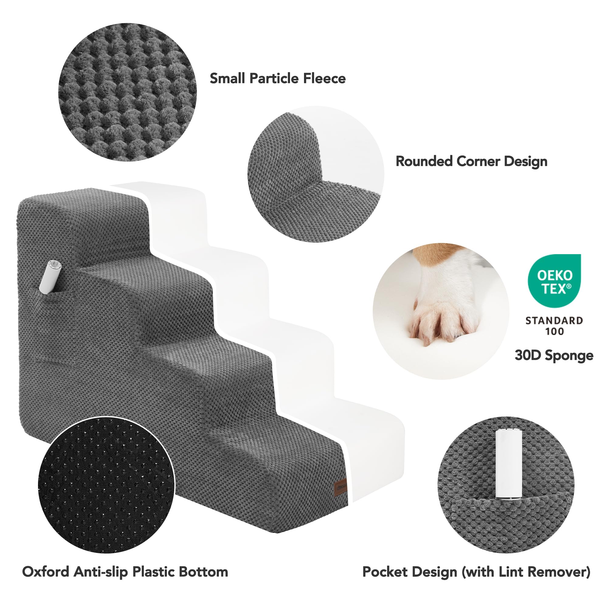Deconovo pet stairs anti-slip base keeps pets steady on hardwood floors