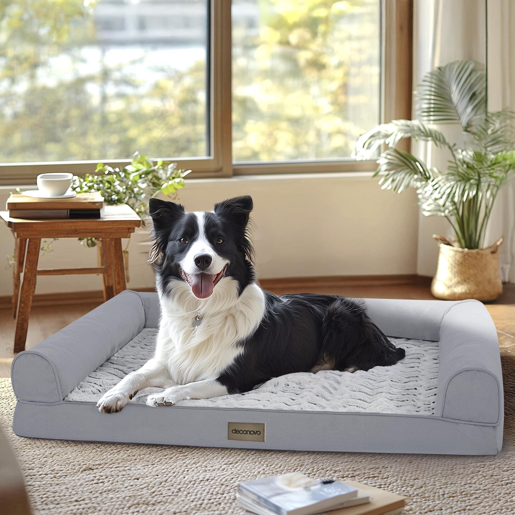 Deconovo sofa dog bed with egg-crate foam core promotes airflow and pressure relief.