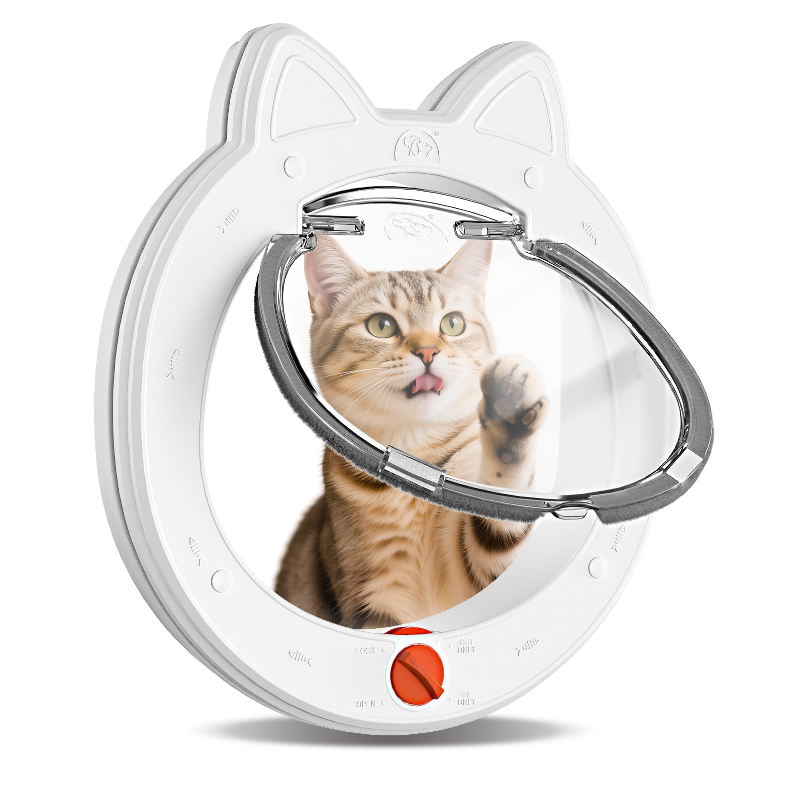 Decormax cat door with adorable cat-ear design enhances pet access and interior styling.