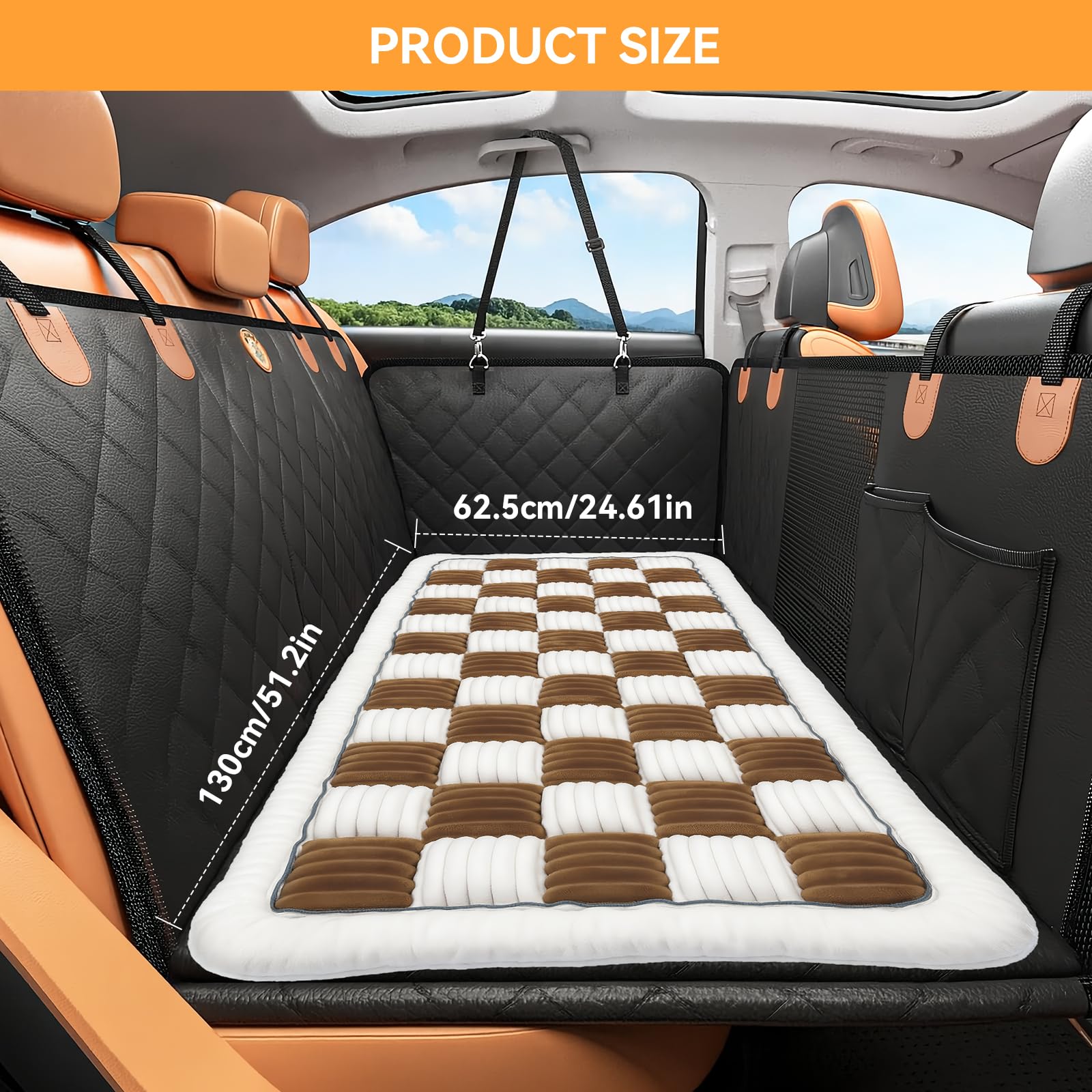 Deep Dream backseat dog bed supports backseat extender use while protecting seats.