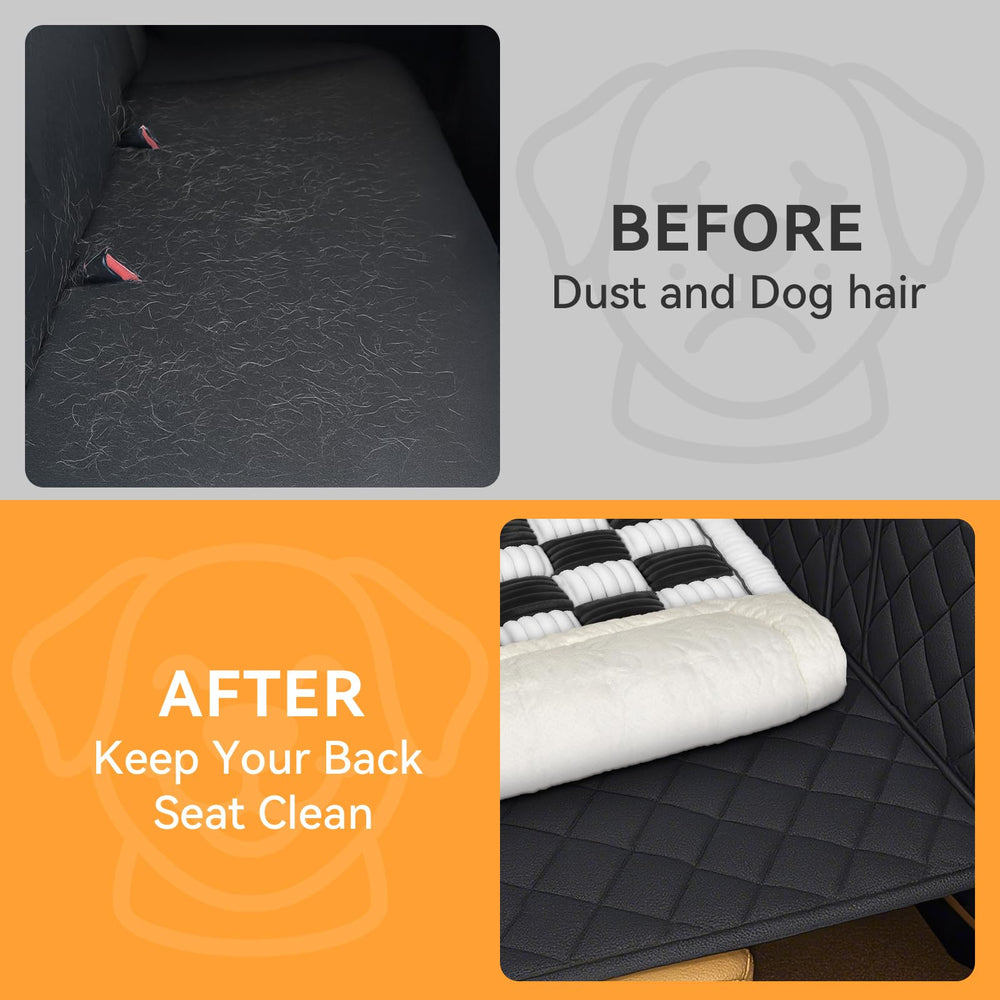 Deep Dream plush backseat mat shows thick, cozy comfort for long trips.