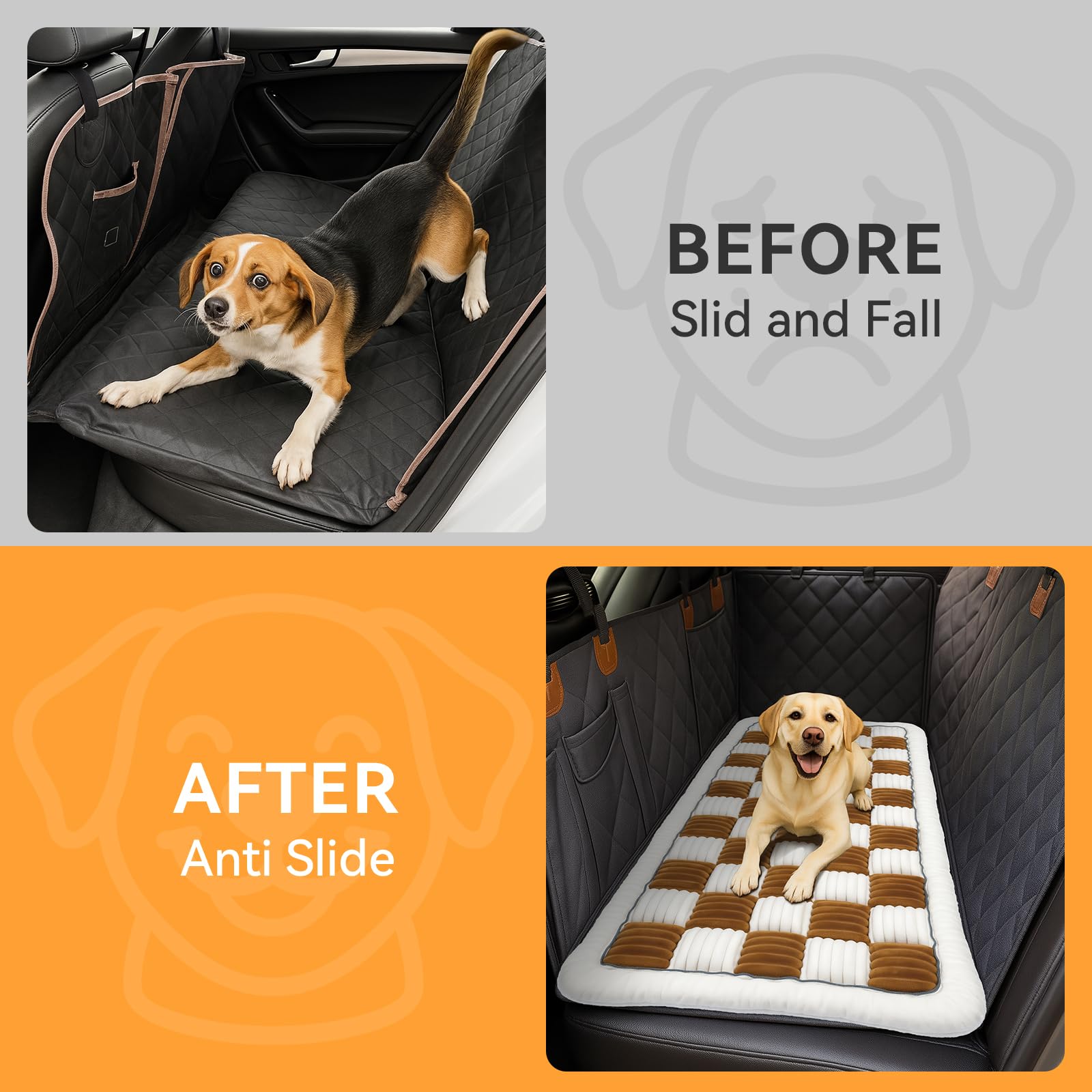 Deep Dream backseat dog bed with plush soft surface provides cozy comfort on car rides.