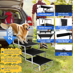DeerGym dog stairs with 230-pound capacity supports large breeds confidently.