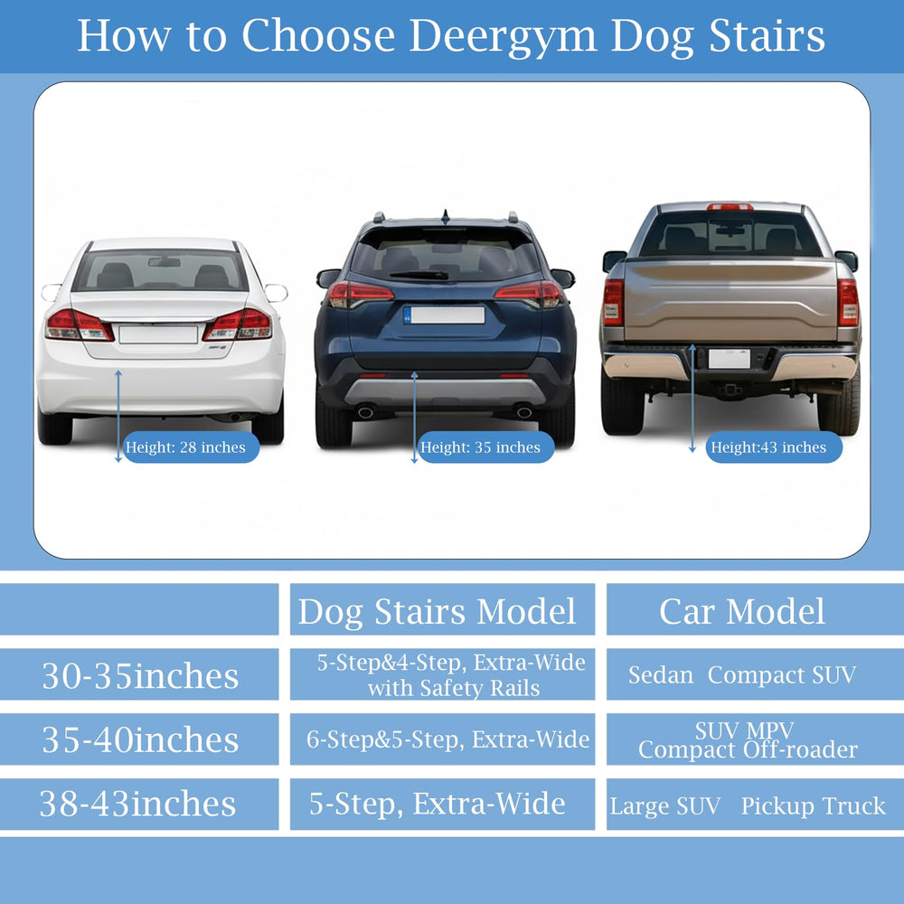 DeerGym dog stairs easy-vehicle-access for SUVs and trucks