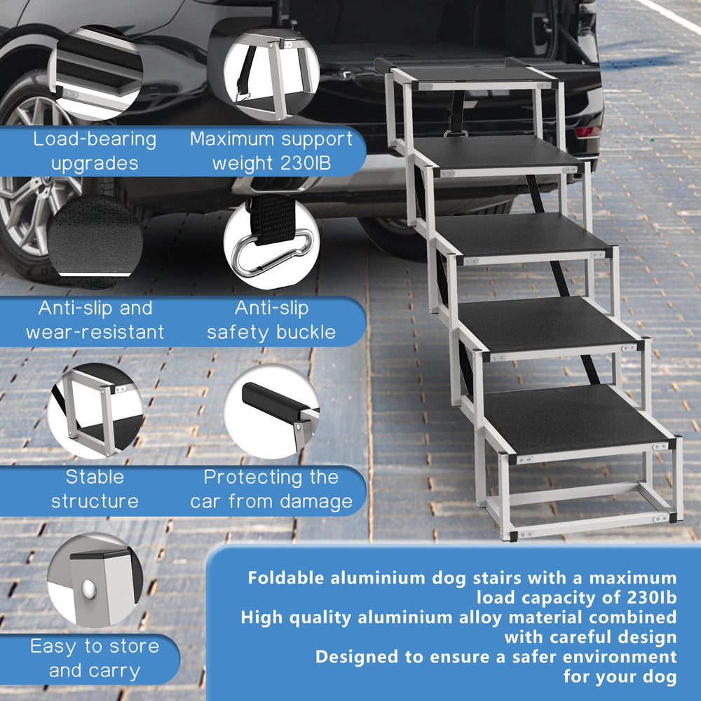 DeerGym dog stairs folded-compact for car travel and storage
