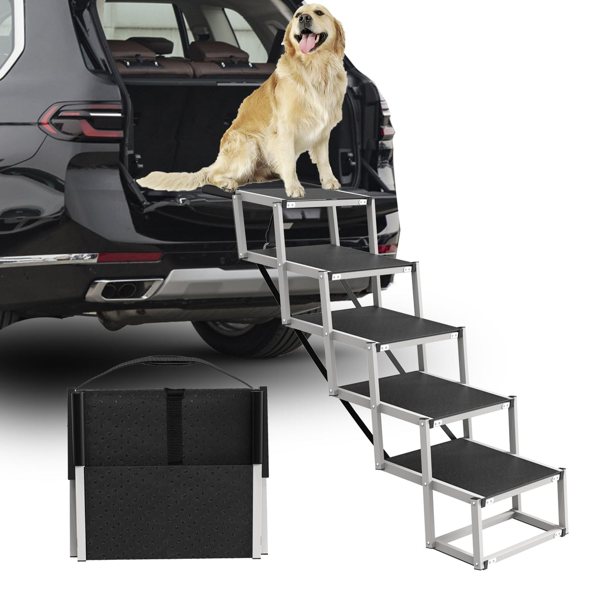 DeerGym dog stairs wide-steps aluminum-frame for large dogs