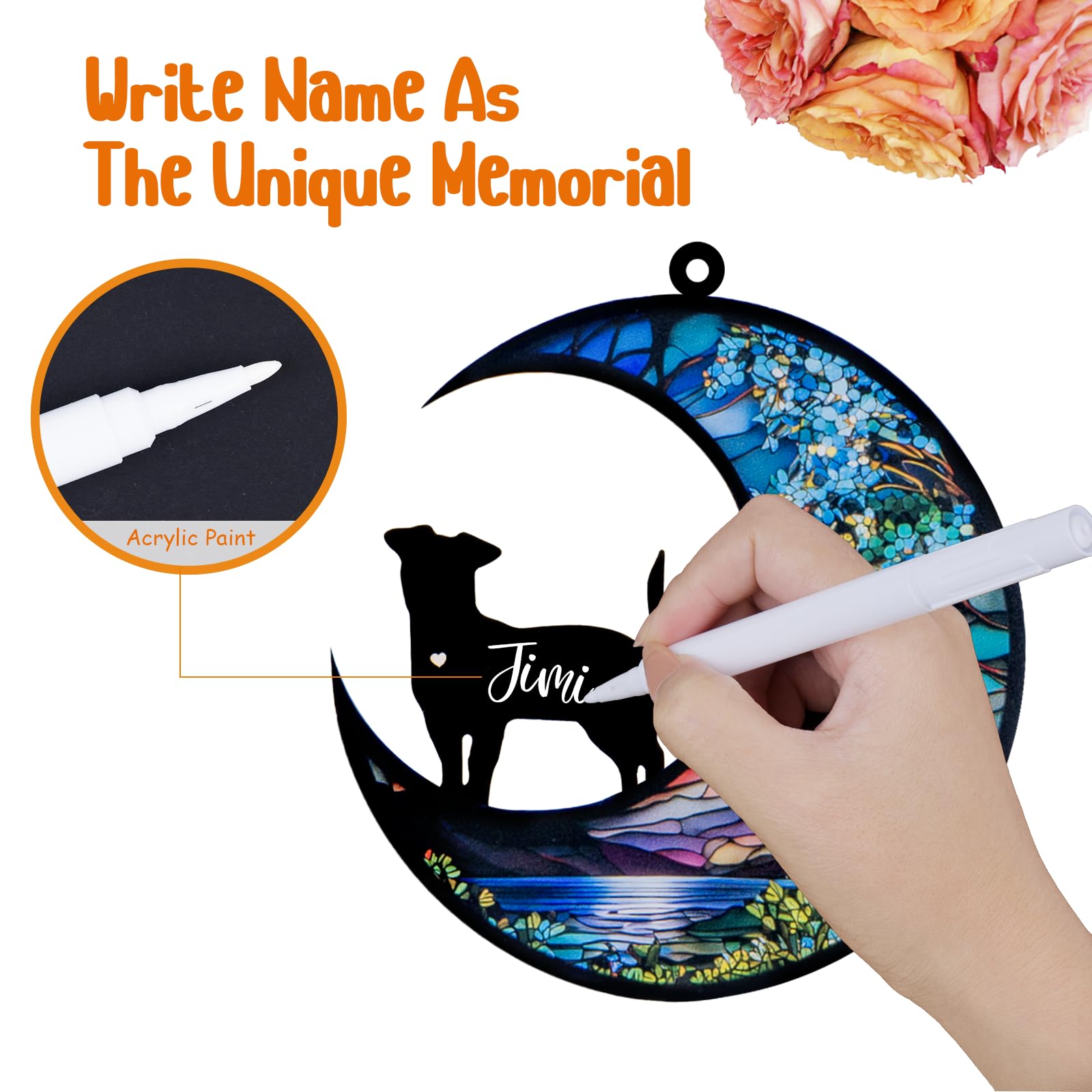DeerZone dog memorial suncatcher front print highlights vivid artwork and durability