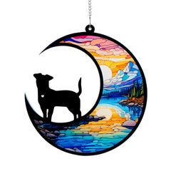 DeerZone dog memorial suncatcher ornament catches sunlight to brighten a keepsake display.