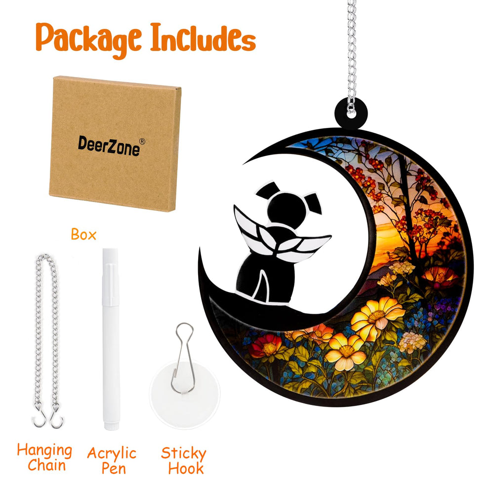 DeerZone dog memorial suncatcher sunlit glow emphasizes bright, comforting decor during sunny days