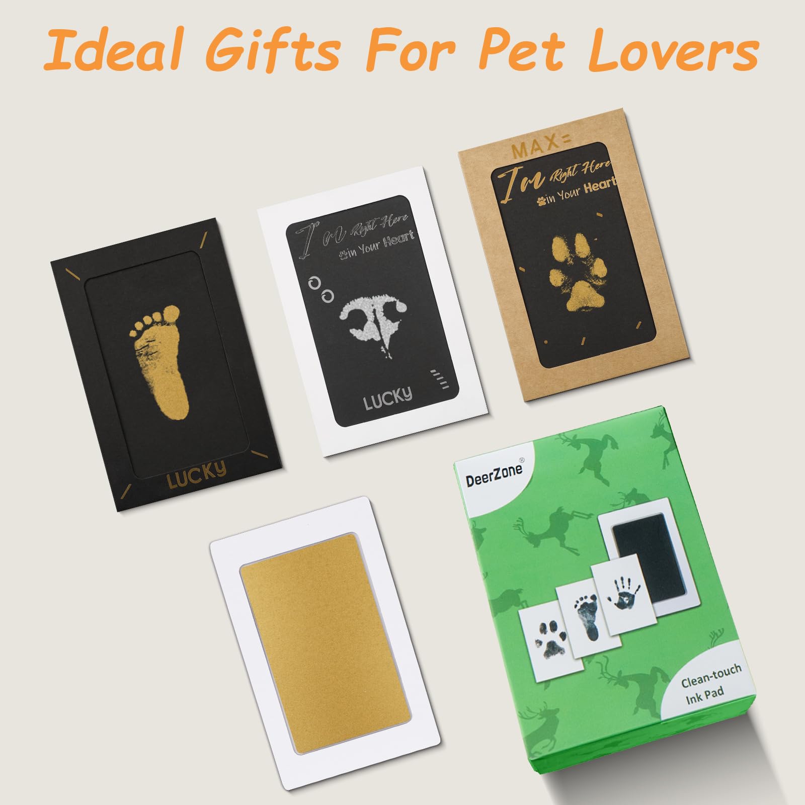 DeerZone easy-use paw print kit with simple step-by-step stamping.