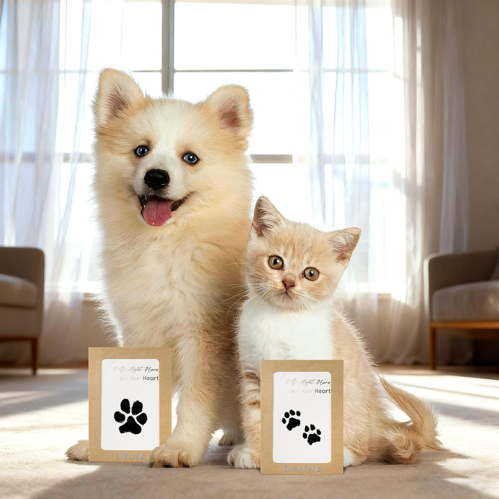 Beautiful keepsake print prepared for framing with DeerZone Inkless Paw Print Kit.
