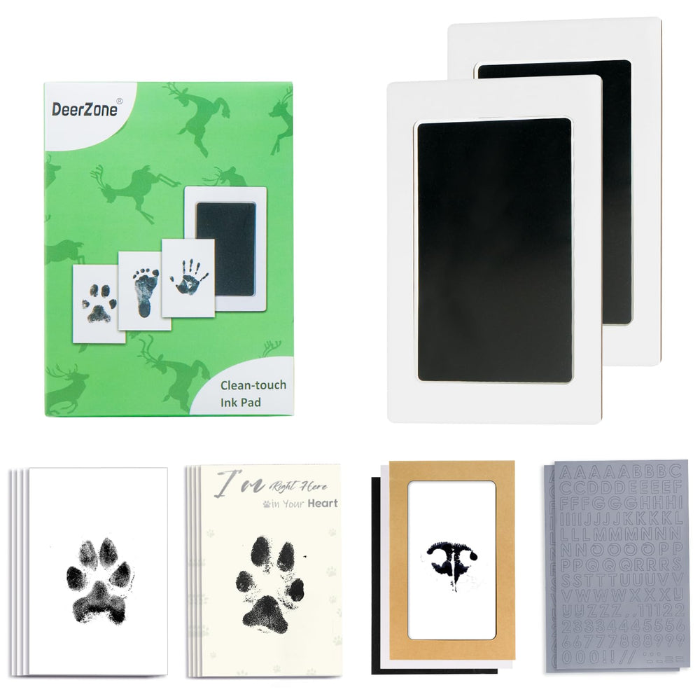 DeerZone Inkless Paw Print Kit overview with mess-free clean-touch system for keepsakes.