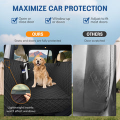 Deeteck dog car seat cover door protectors prevent door scratches during rides.