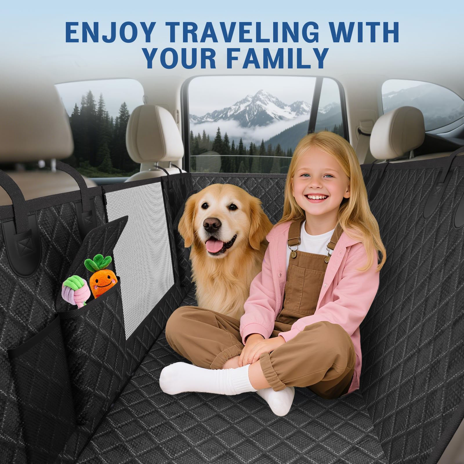 Deeteck dog car seat cover easy-cleaning surface simplifies quick maintenance after journeys.