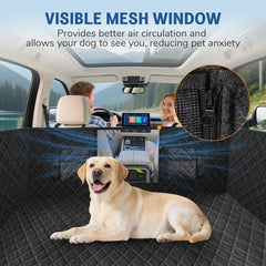 Deeteck dog car seat cover mesh window offers breathable visibility to ease pet anxiety.
