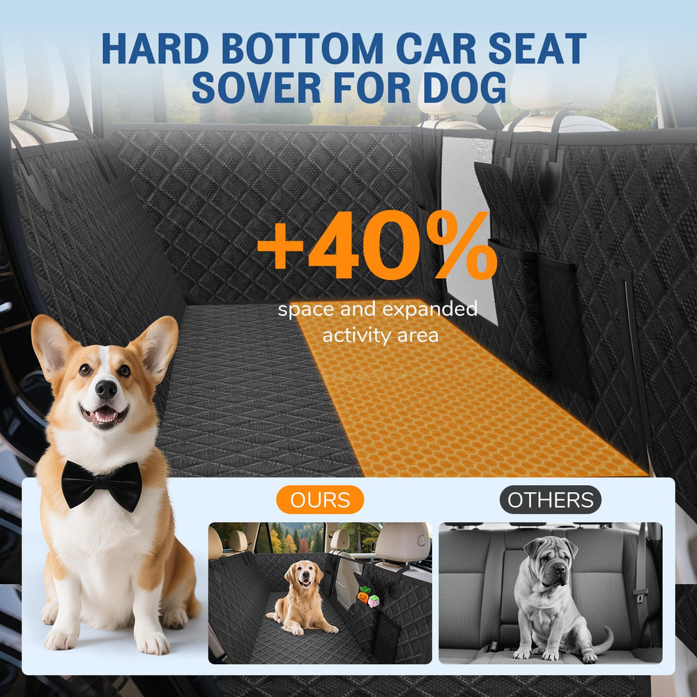 Deeteck dog car seat cover storage pockets organize toys and treats on the go.