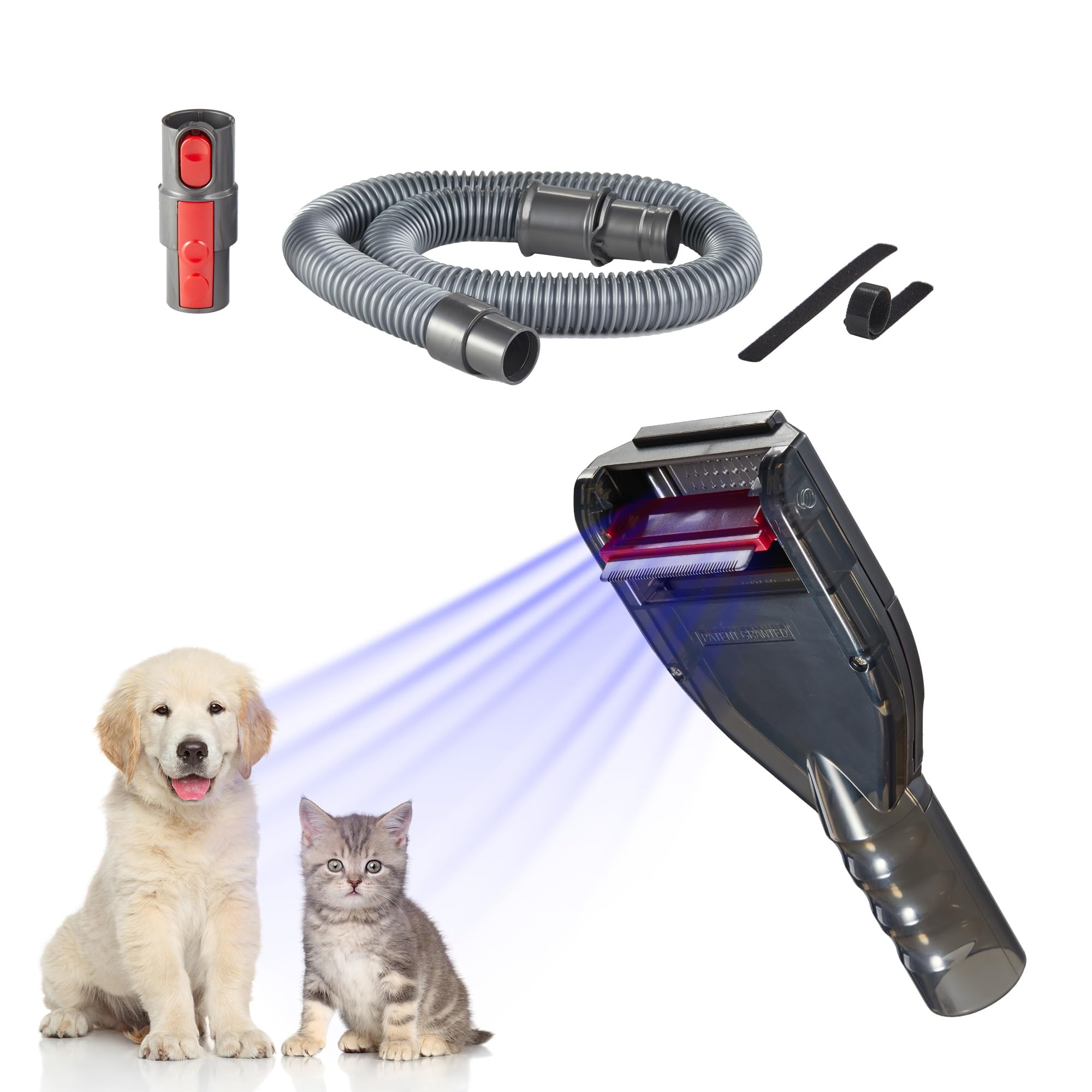 Defurry brush hair deshedding tool for dogs and cats reduces loose fur during grooming.
