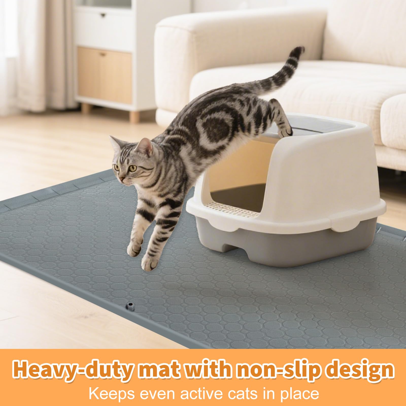 Deisunpet gray color mat blends with home decor and guards entryways.