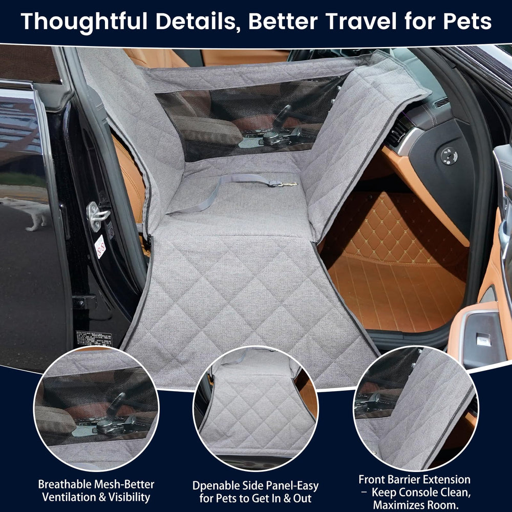 Dekeyoo front seat dog car seat grey linen fabric durable and easy-care