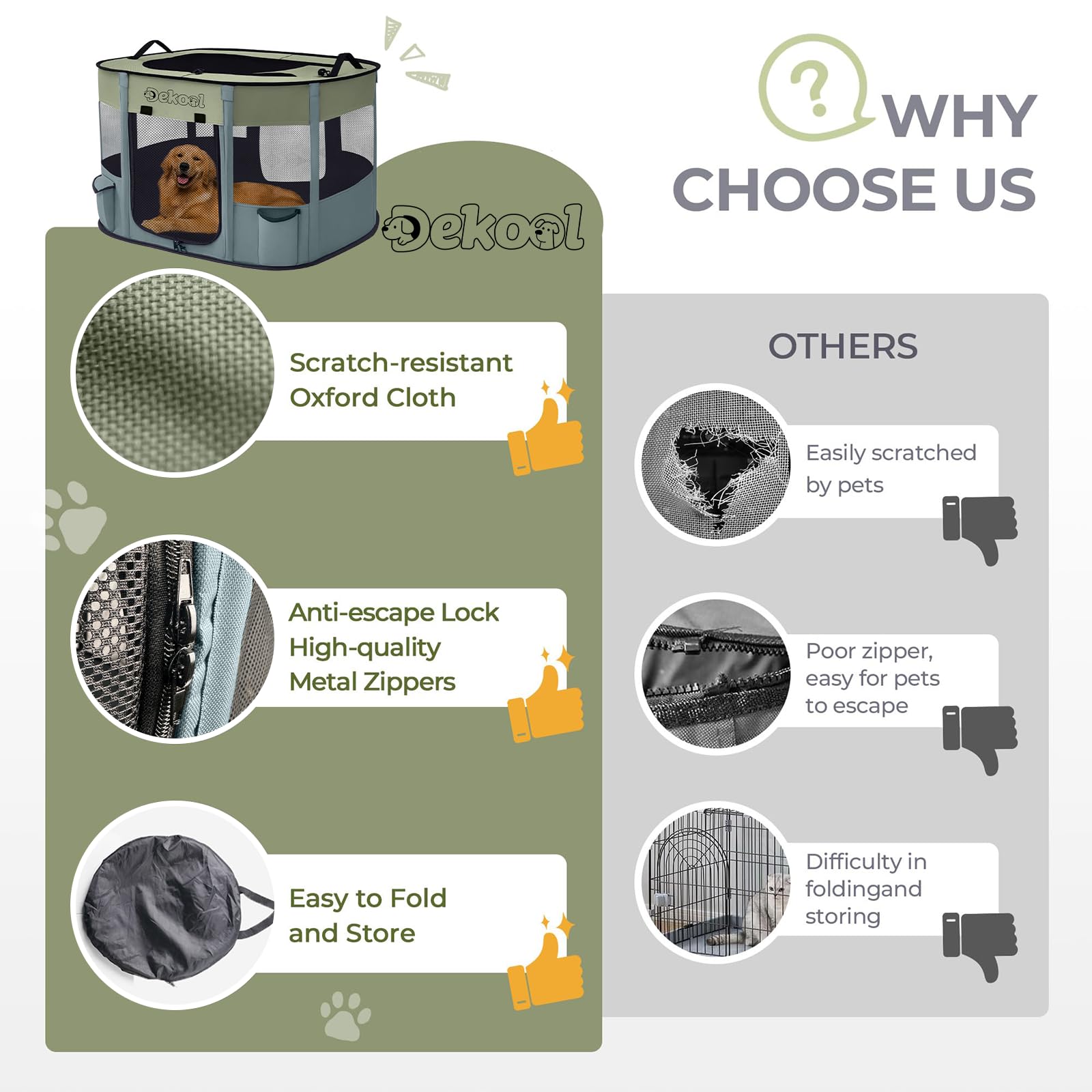 Dekool foldable playpen portable design ideal for indoor outdoor camping and travel.
