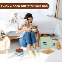 Dekosilave airtight lid dog food container seals freshness and odor control on the counter.
