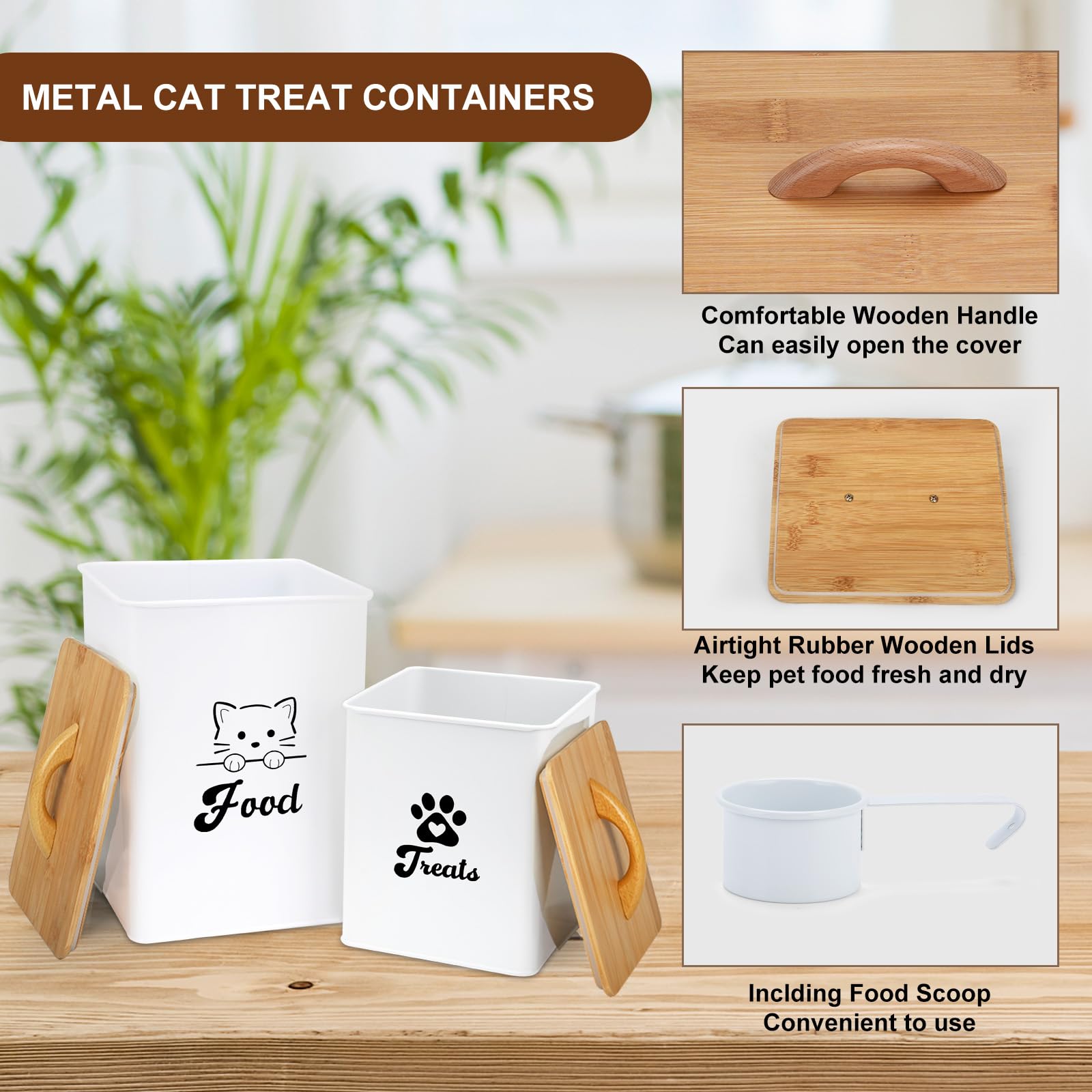 Dekosilave cat cookie jar on counter adds organized decor and ease of access.