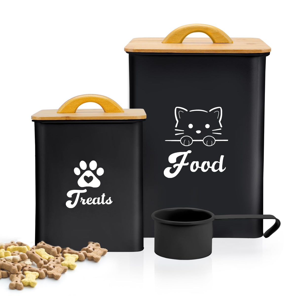 Dekosilave cat food storage container with airtight lids on display, preserving freshness