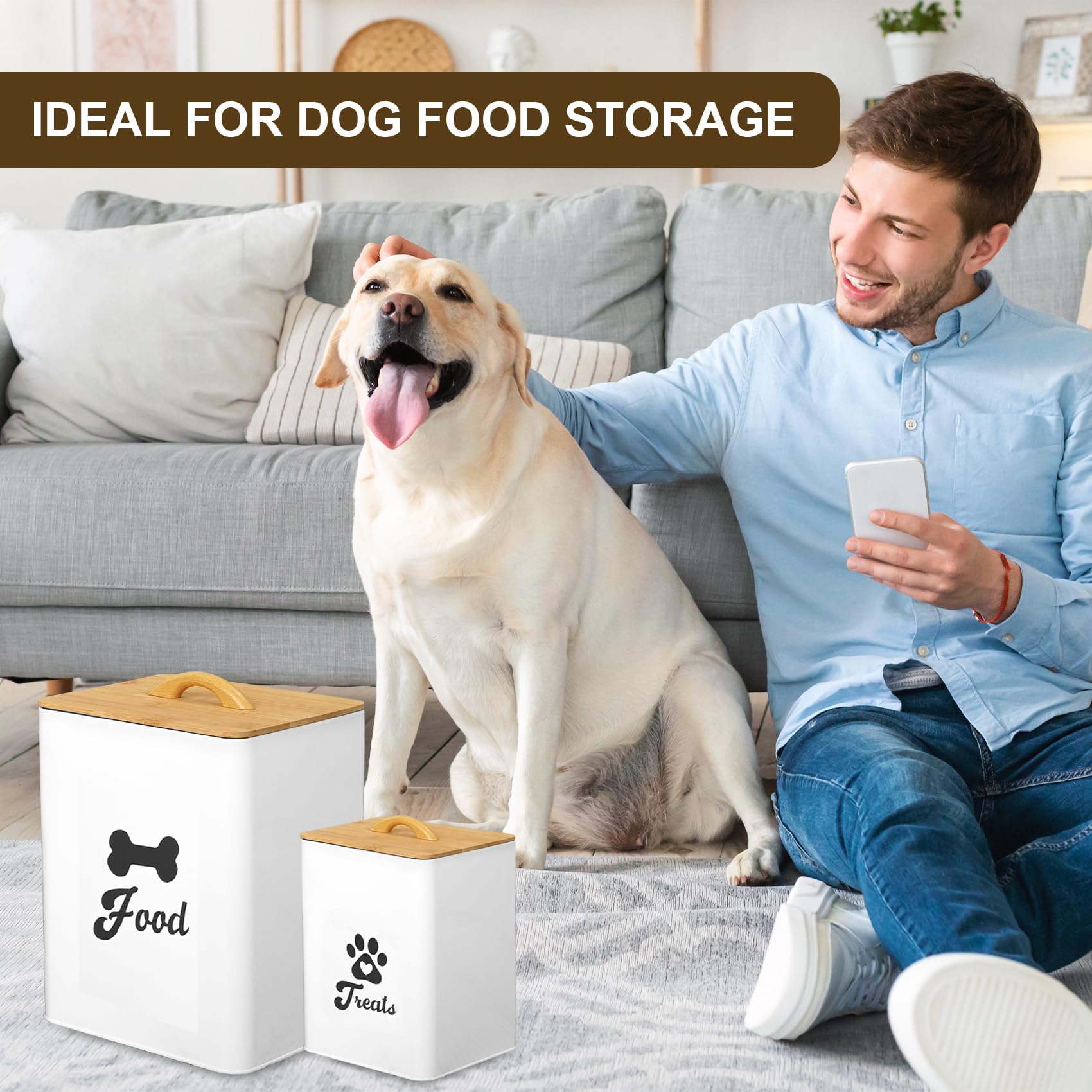 Dekosilave large and small jars demonstrate versatile pet-food storage options.
