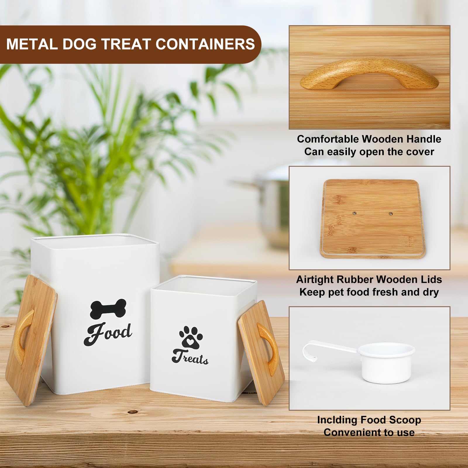 Dekosilave small dog treat container sits on the counter for convenient storage.