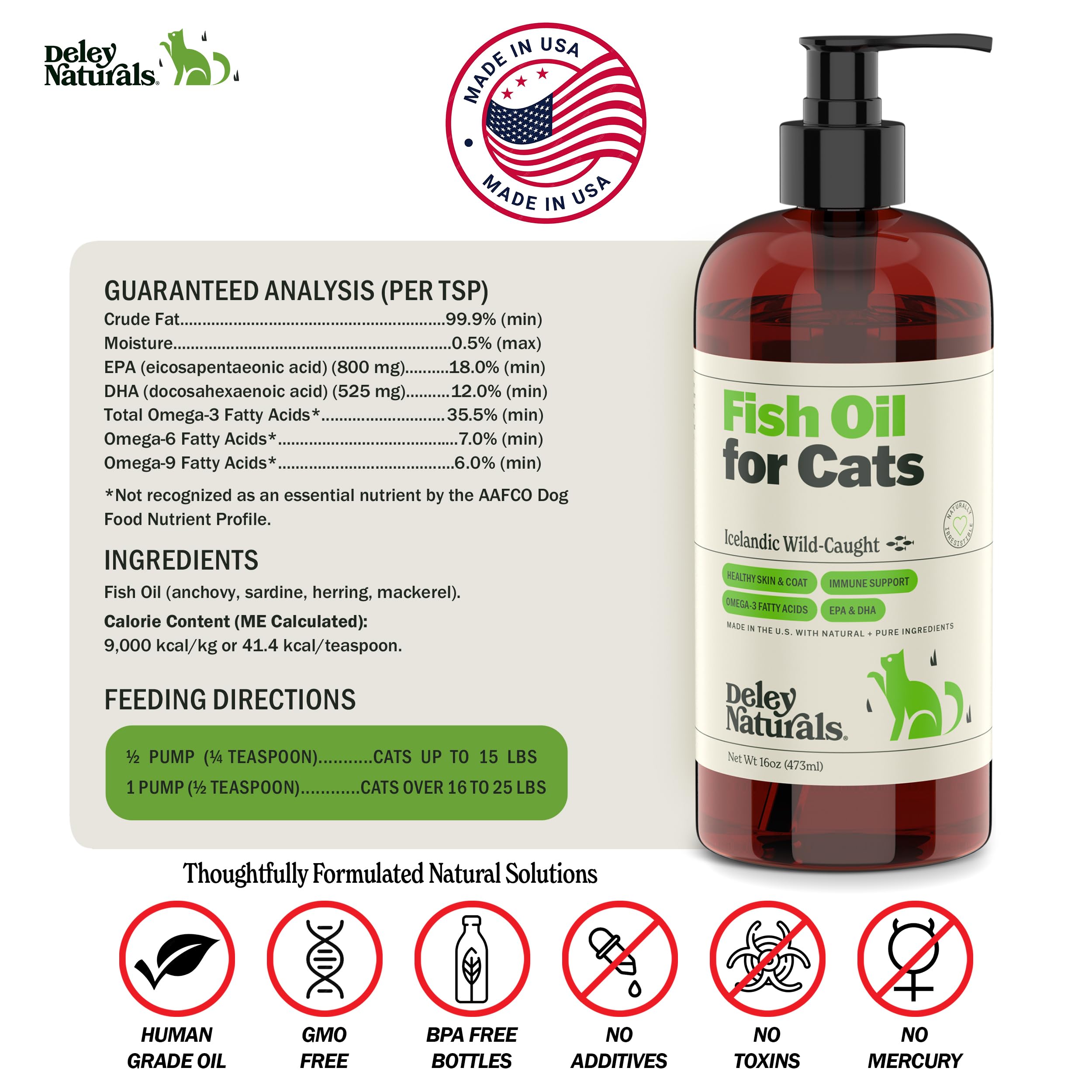 Deley Naturals Wild Caught Fish Oil for Cats holiday gifting option.