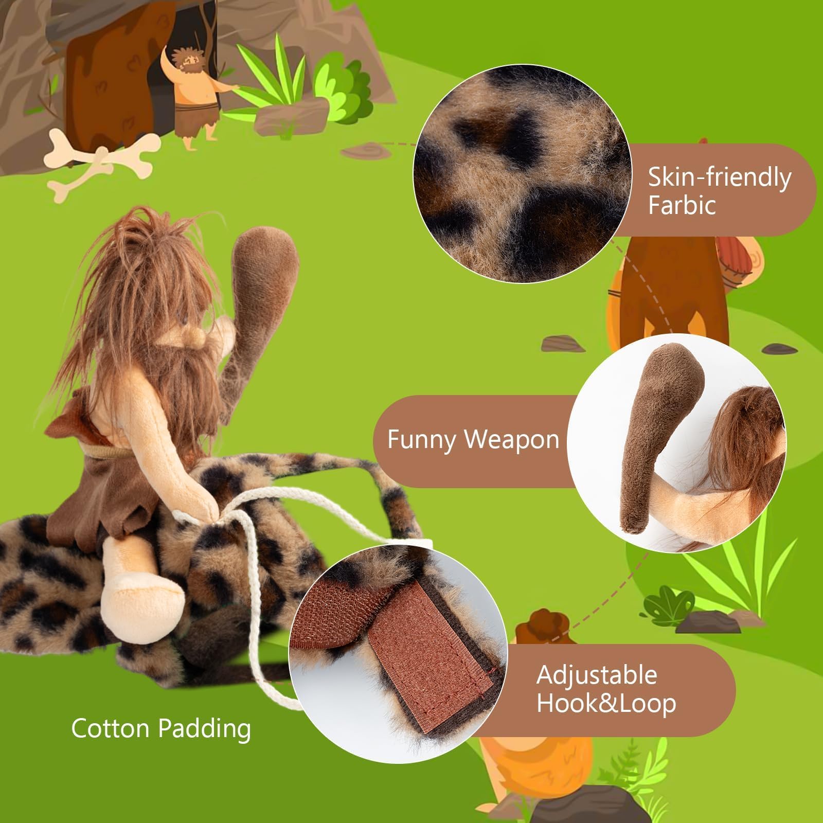 Delifur pet costume with adjustable hook-and-loop for easy wearing.