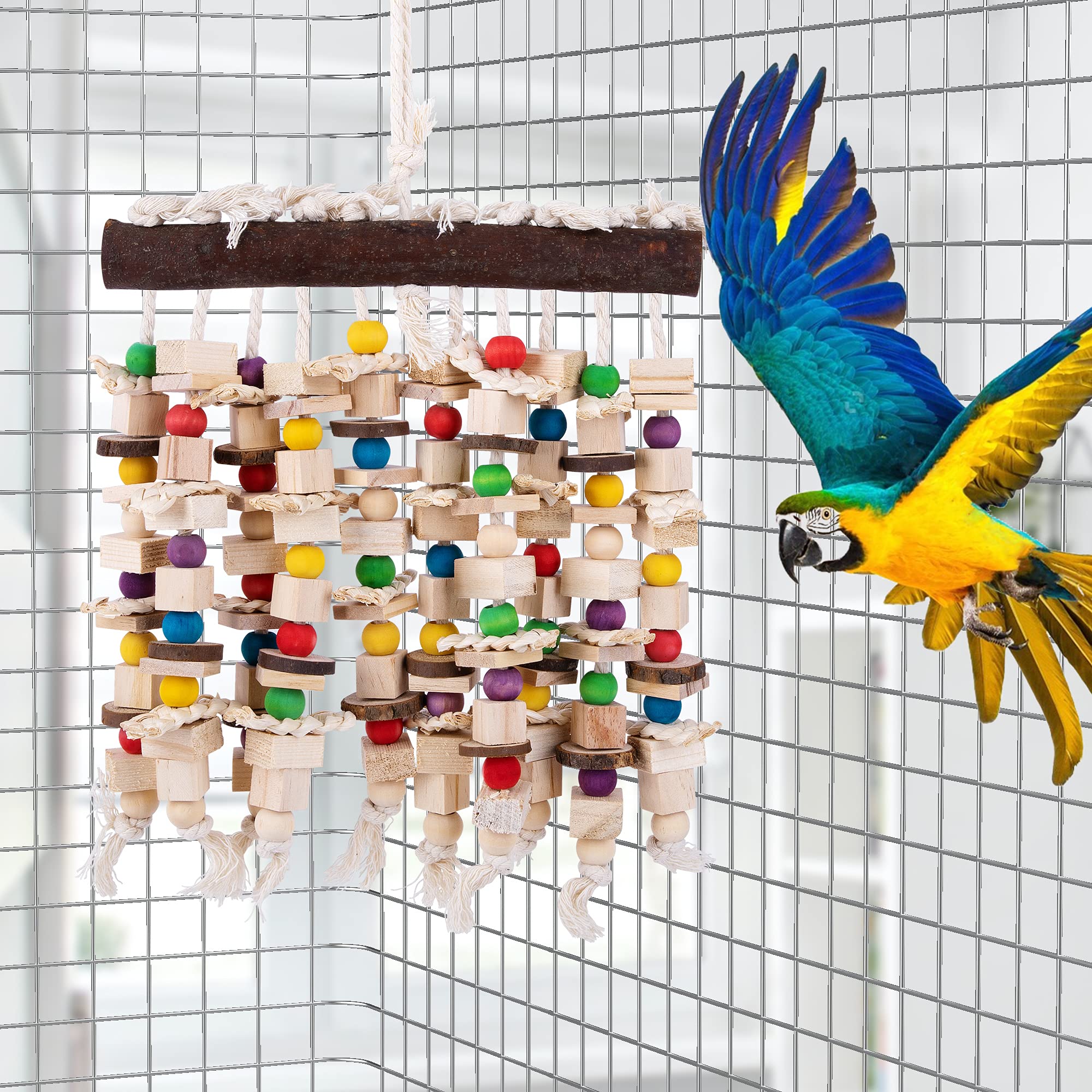Deloky assembled toy hanging in cage for easy setup