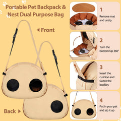 DELOMENPA sling showcases secure backpack-style design for pets.