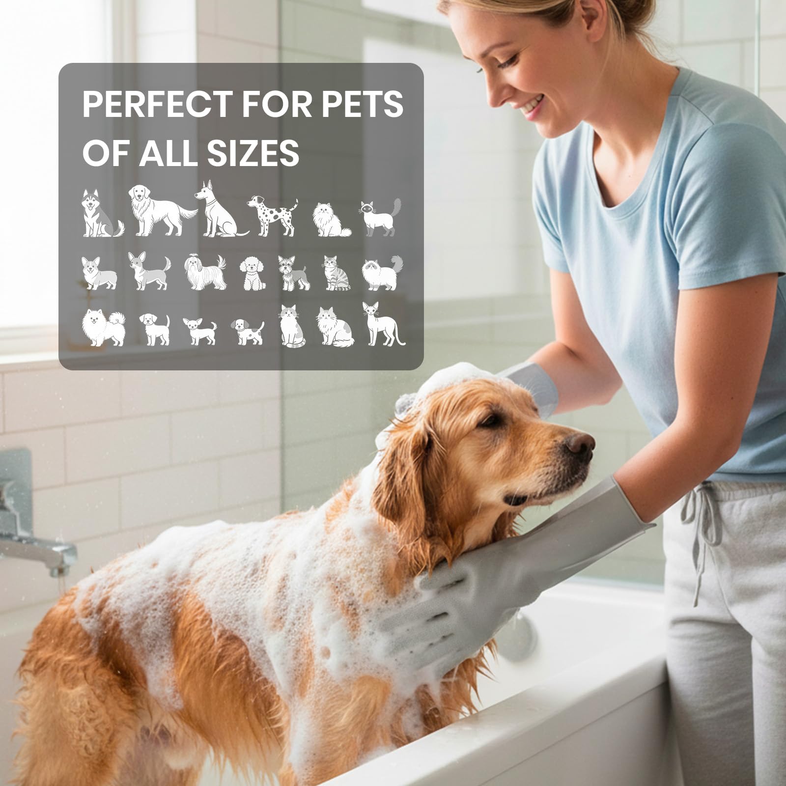 DELOMO dog washing gloves ideal for cats, dogs, and rabbits grooming.