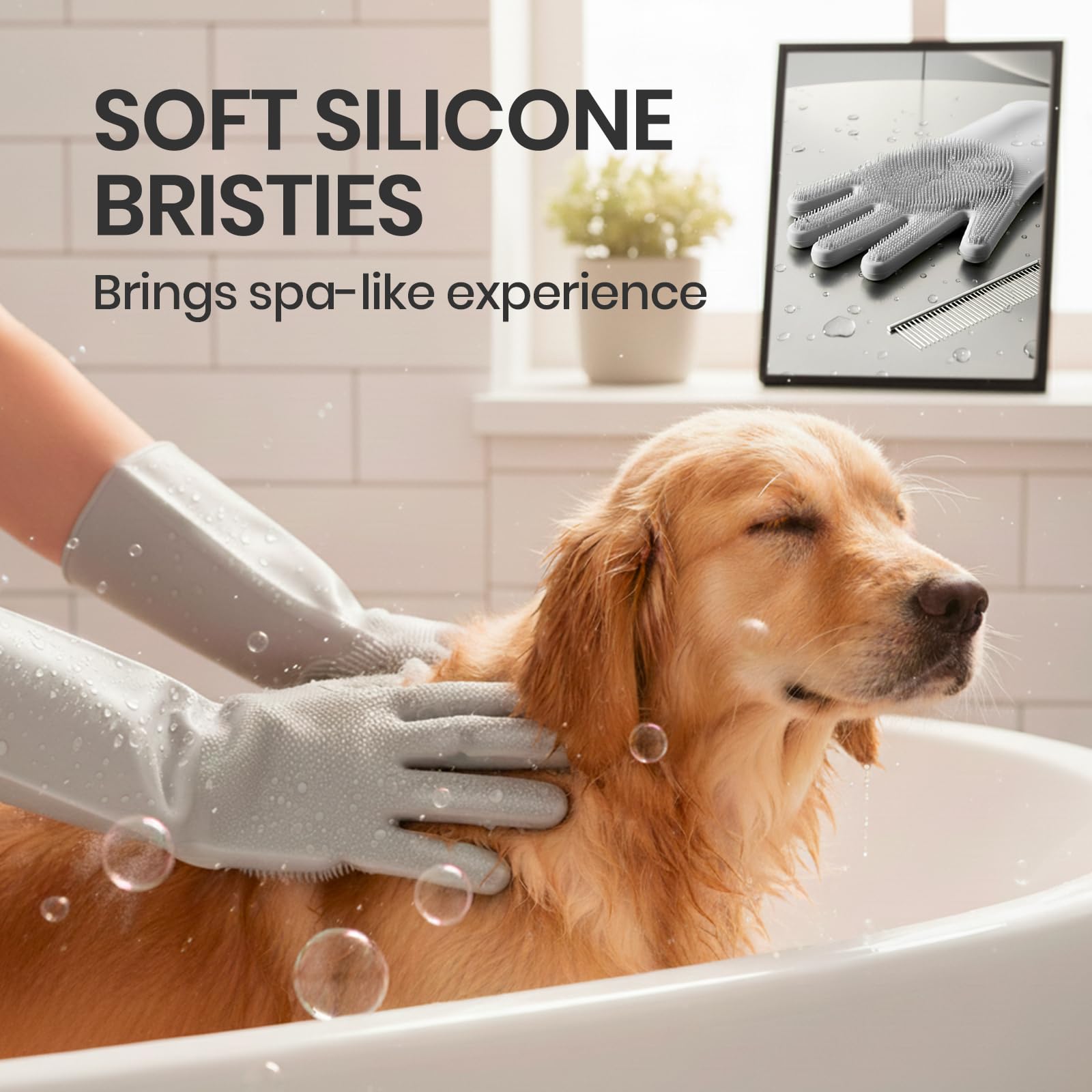 DELOMO dog washing gloves multi-purpose for pet care and light cleaning.