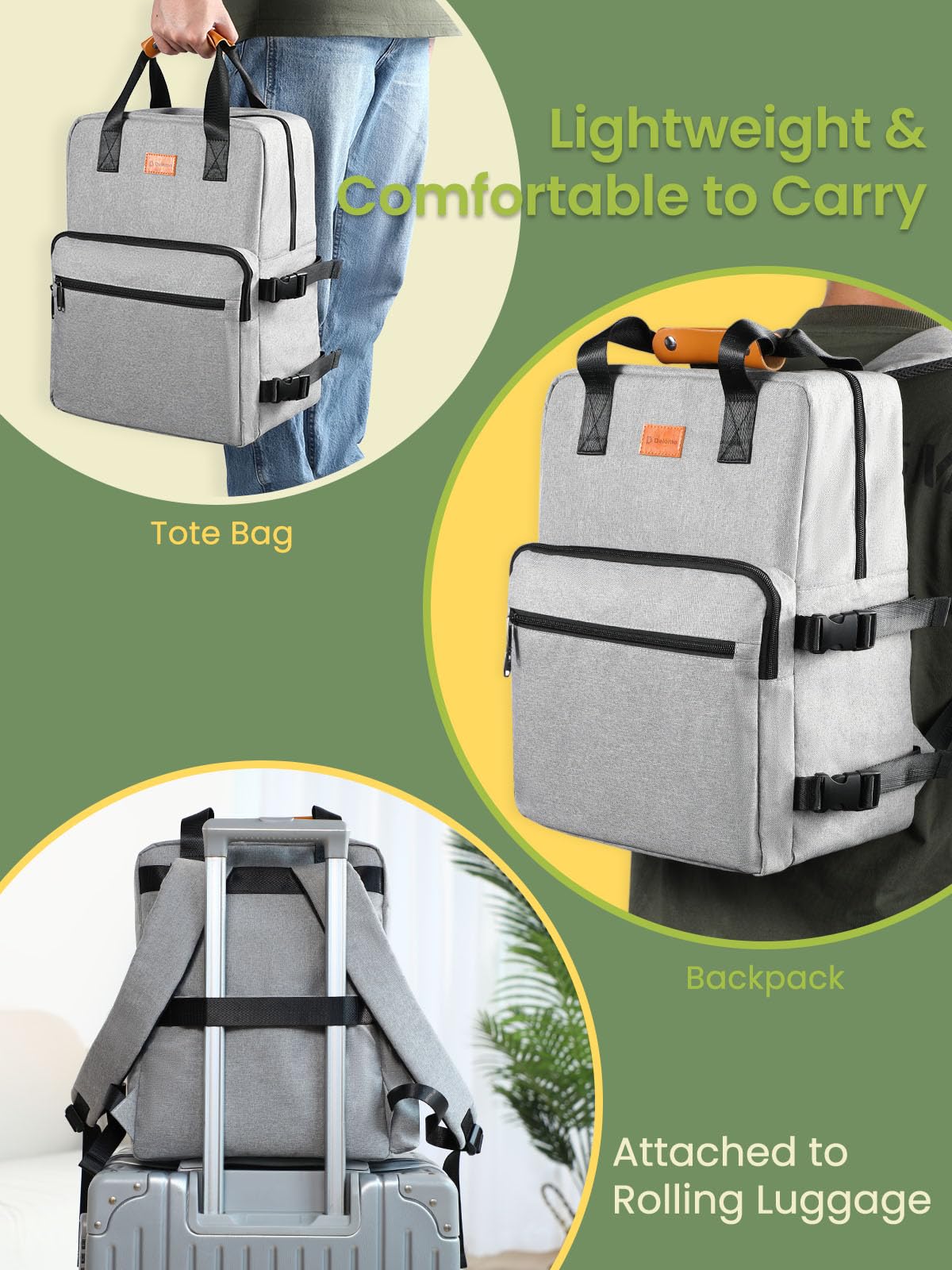 DELOMO durable 600D Oxford fabric withstands frequent travel.