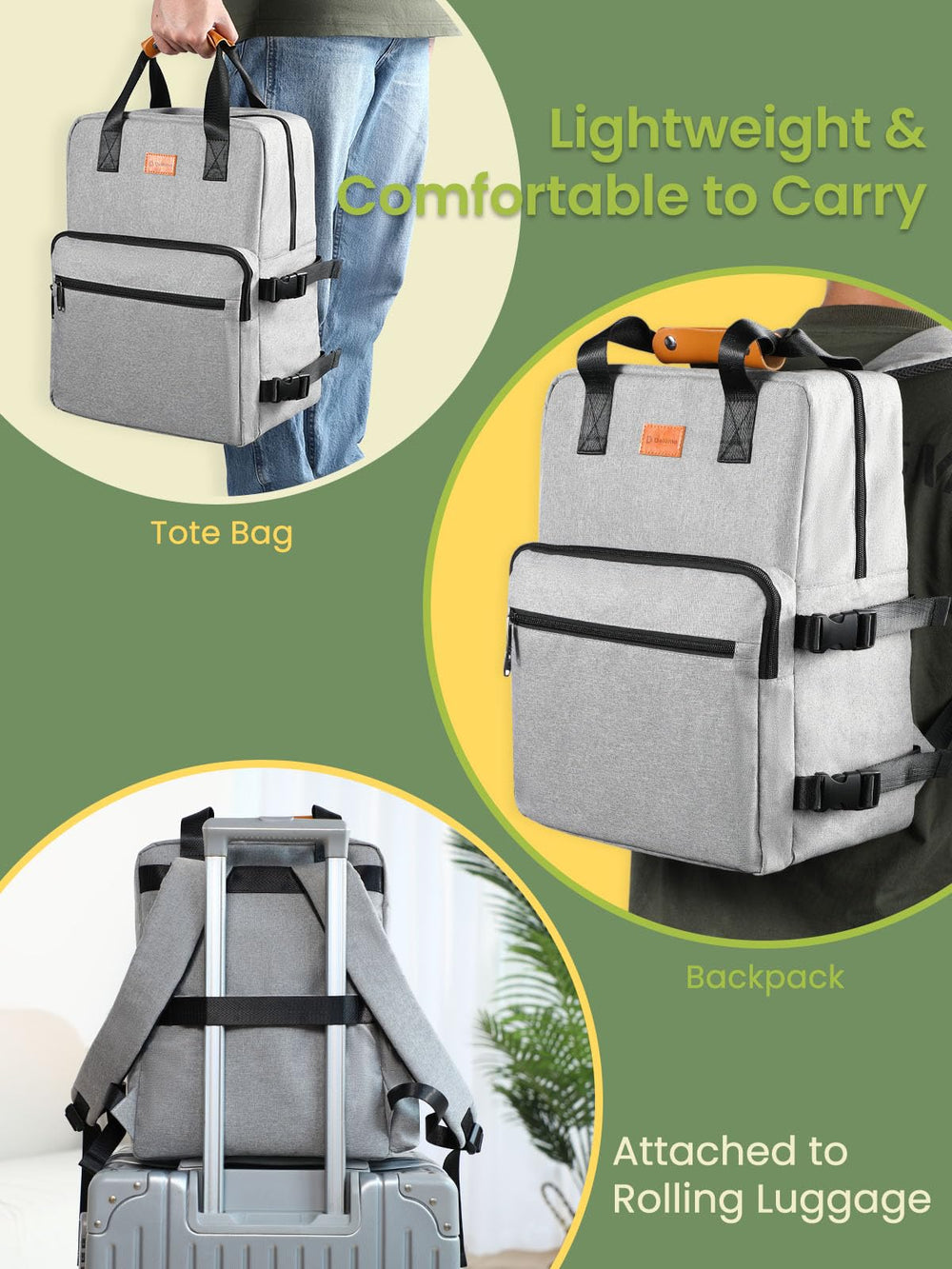 DELOMO durable 600D Oxford fabric withstands frequent travel.